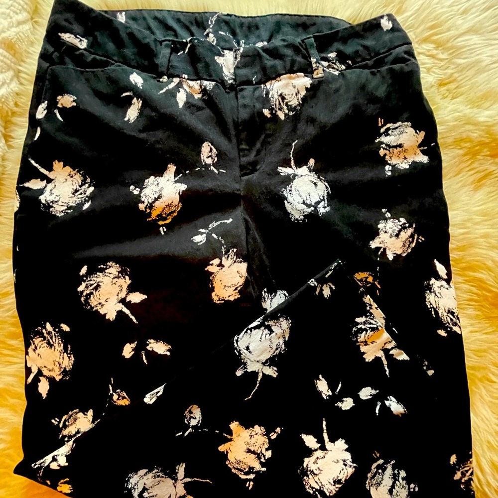 Faded Glory Rose Print Slacks